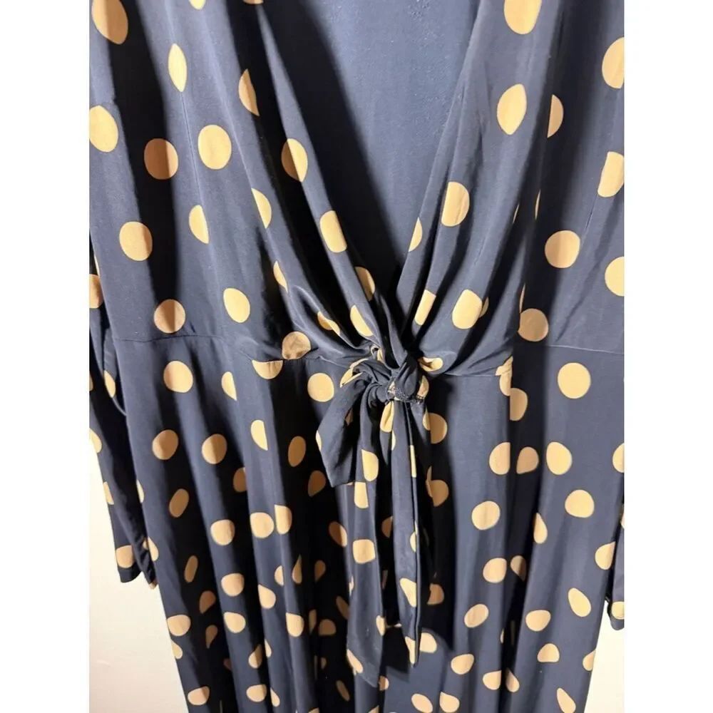 INC international Concepts Black And Tan Polka Dot Wrap Dress Size  Small - Picture 3 of 6